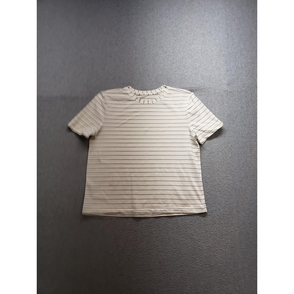 Lululemon Shirt Womens Black Striped Crew Neck Short Sleeve Tee Top Relaxed Fit
